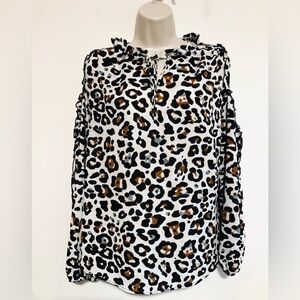 Cooper & Ella animal print cold shoulder blouse